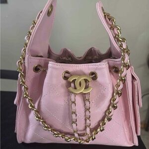 Chanel Pink Quilted Shoulder Bag with Gold Chain